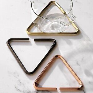 CB2 (Crate & Barrel) Modern Metal Triangle Trivets Gold, Copper, Black
